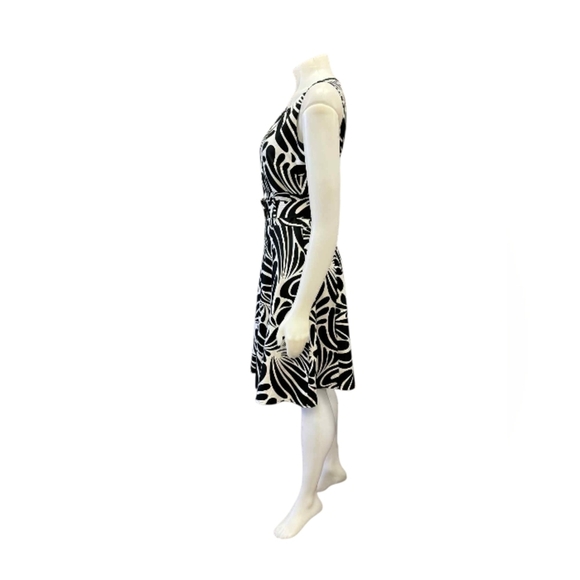 Esprit Black and White Patterned Midi Dress EUC Sleevless Size 6 - Picture 2 of 10
